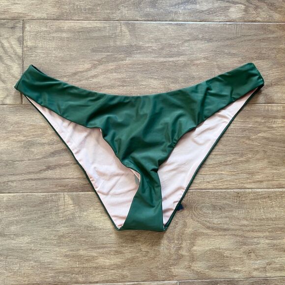 NWT J.Crew Curved-Waist Cheeky Bikini Bottom Size XL Dark Green BC125 - Picture 1 of 8